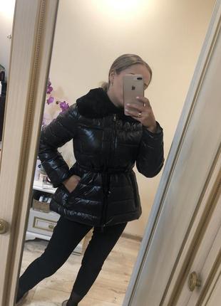 Чорний пуховик куртка зимова пухова пальто moncler монклер zara hm mango massimo dutti ivina4 фото