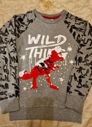Новорічний светр, світшот, кофта на хлопчика дракон 116-122-128 см