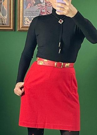 Esprit красная мини шерстяная юбка