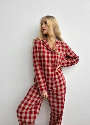 Новогодняя пижама. женская пижама. теплая пижама. пижама из хлопка