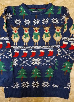 Новогодний свитер, кофта на мальчика 116-122-128 см