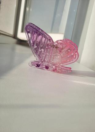 Дитяча заколка крабик для дівчинки метелик рожевий фіолетовий бузковий
