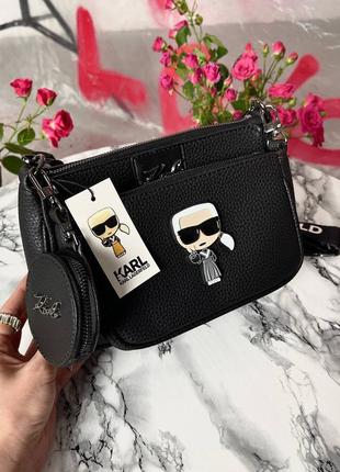 Сумка в стиле karl lagerfeld pochette logo black