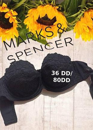 🌹🌹m&s eur 36dd / 80 бюстгальтер м'яка чашка кісточка силікон без шлейок чорний🌹🌹