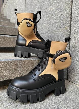 Черевики prada boots zip pocket black/nude6 фото