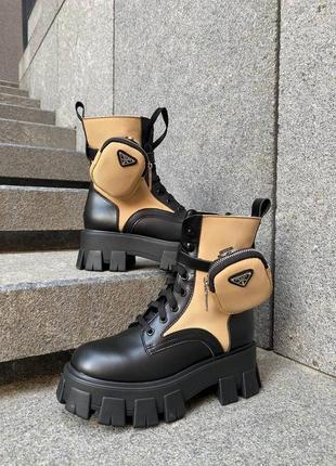 Черевики prada boots zip pocket black/nude1 фото