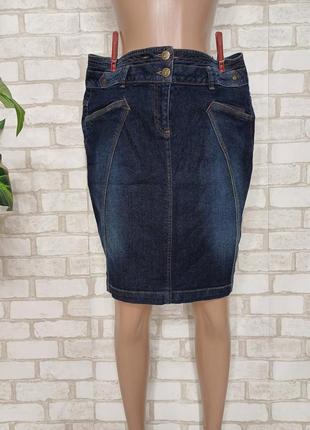 Новая стильная джинсовая юбка миди карандаш в темно синем цвете, размер л-хл