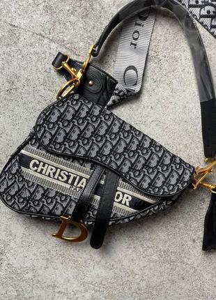 Сумка в стиле christian dior saddle silver monogram