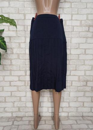Новая трикотажная юбка миди плиссе/в складку в темно синем цвете, размер 2-3хл2 фото