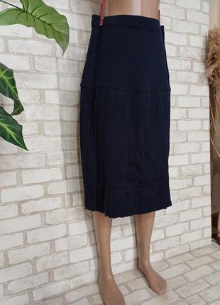 Новая трикотажная юбка миди плиссе/в складку в темно синем цвете, размер 2-3хл3 фото