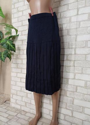 Новая трикотажная юбка миди плиссе/в складку в темно синем цвете, размер 2-3хл4 фото