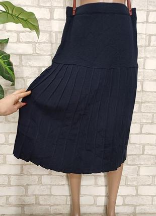 Новая трикотажная юбка миди плиссе/в складку в темно синем цвете, размер 2-3хл5 фото