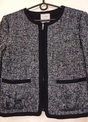 Твидовый пиджак на молнии укороченный жакет твидовый с люрексом шерстяной укороченный пиджак3 фото