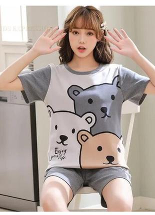 Бавовняна жіноча піжама з принтом, розмір л