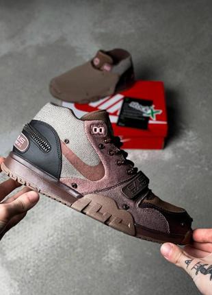 Мужские кроссовки nike air trainer  1 travis scott brown