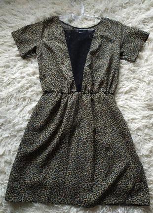 Цікаве плаття міні в дрібні квіти з мереживом з кишенями кежуал