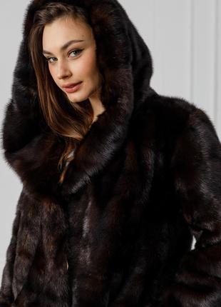 Норкова шуба италия автоледі з капюшоном италия saga furs9 фото