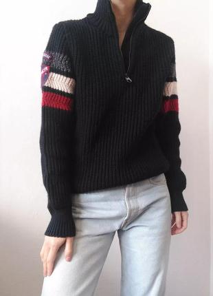 Шерстяной свитер зип джемпер поло пуловер с замком реглан лонгслив кофта зип джемпер шерсть свитер8 фото