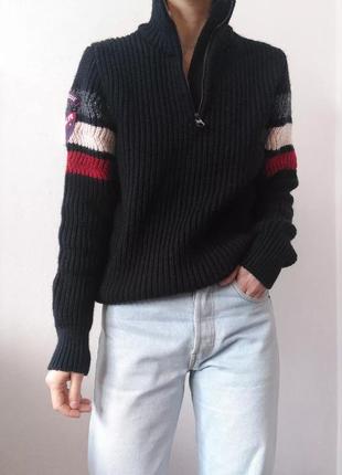Шерстяной свитер зип джемпер поло пуловер с замком реглан лонгслив кофта зип джемпер шерсть свитер3 фото