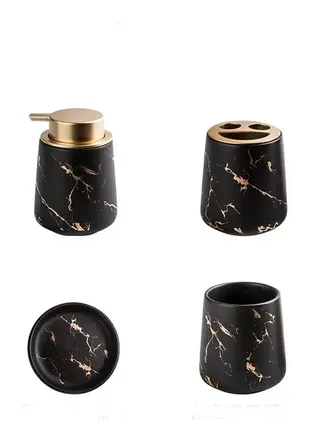 Набор принадлежностей для ванной комнаты керамический, 4 предмета черный2 фото
