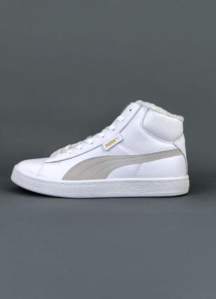 Чоловічі зимові кросівки пума puma corduroy classic mid white winter fur9 фото