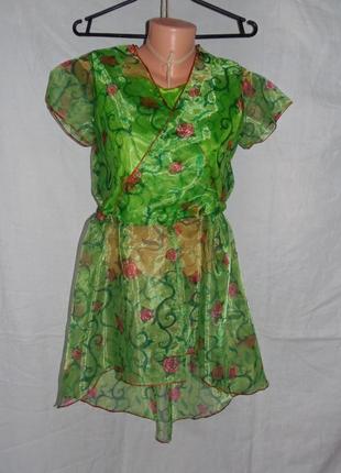 Карнавальная зеленая туника феи,косплей р.m-l