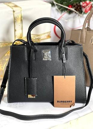 Сумка женская кожаная черная брендовая деловая в стиле burberry