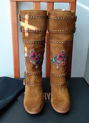 24,5, 25см. frye. жіночі високі замшеві черевики. оригінал із сша. сапоги