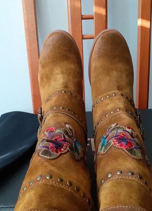 24,5, 25см. frye. жіночі високі замшеві черевики. оригінал із сша. сапоги