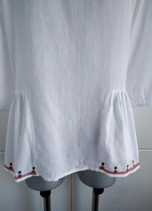 Стильная  блуза esprit белого цвета с вышивкой и завязками6 фото