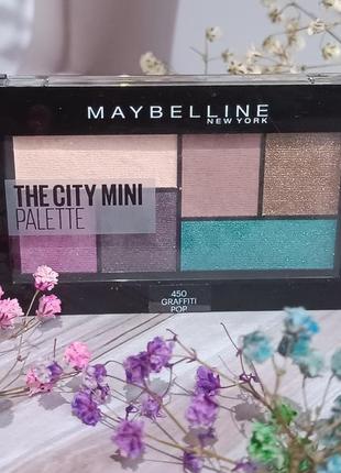 Палетка тіней для повік maybelline new york "the city mini palette", тон 450 graffiti pop, 6 р