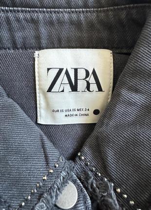 Zara рубашка с бахромой из страз3 фото