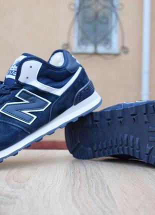 Зимові жіночі кросівки new balance 574 winter blue fur синього кольору з хутром6 фото