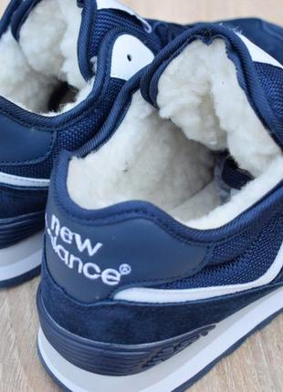 Зимові жіночі кросівки new balance 574 winter blue fur синього кольору з хутром2 фото