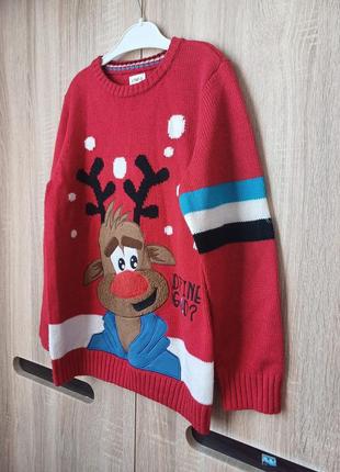 Фірмовий f&amp;f святковий новорічний светр із принтом "олень" на хлопчика 8-9 років4 фото