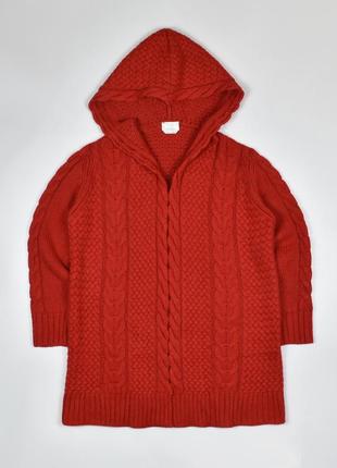 Полушерстяной удлиненный кардиган с капюшоном marina rinaldi max mara размер s m свитер кофта шерсть2 фото