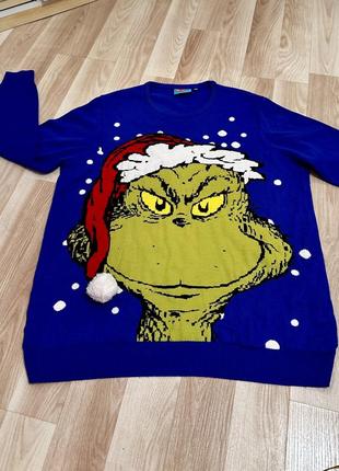 Кофта гренч grinch синяя тепла унисекс 💙новогодняя 🎅🏽