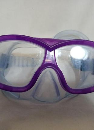Маска для плавання фіолетова окуляри+подарунок5 фото