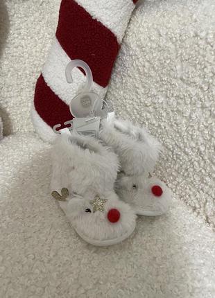 Пинетки сапожки новогодние олени 19 размер для новорожденных newborn2 фото