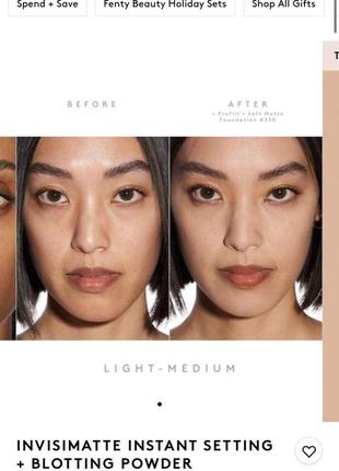 Універсальна фінішна пудра fenty beauty invisimatte instant setting + blotting powder5 фото