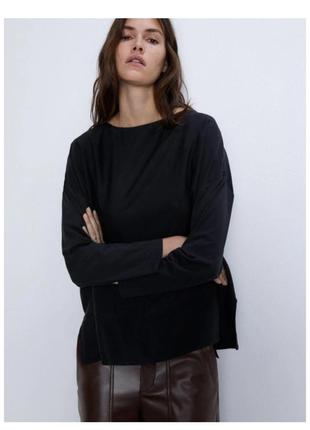 Лонгслів zara m oversize блузка