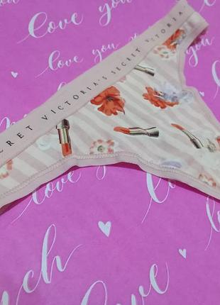 Хлопковые трусики стринги  victorias secret
