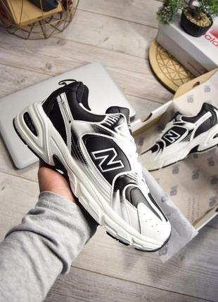 Зимові чоловічі кросівки new balance 530 white black хутро