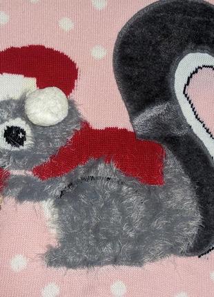 Рожевий новорічний светр з білочкою atmosphere #24803 фото