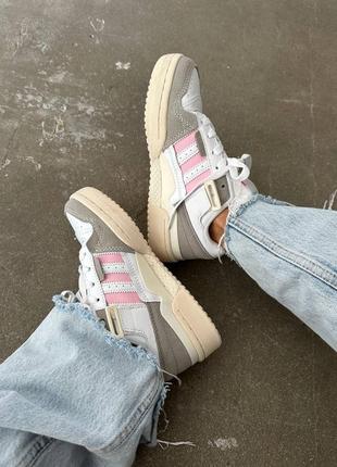 Кроссовки adidas forum “white/ grey/pink”4 фото