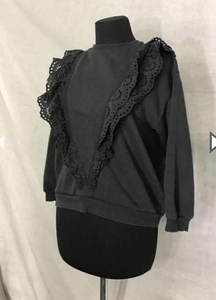 Свитшот серый с рюшами