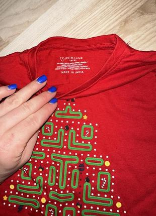 Лонгслів червоний новорічний 🎅🏽 з орнаментом ялинка primark6 фото