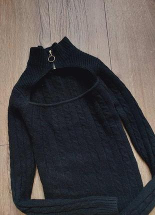 В'язаний чорний светр джемпер пуловер вязаный черный свитер джемпер пуловер3 фото