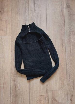 В'язаний чорний светр джемпер пуловер вязаный черный свитер джемпер пуловер2 фото