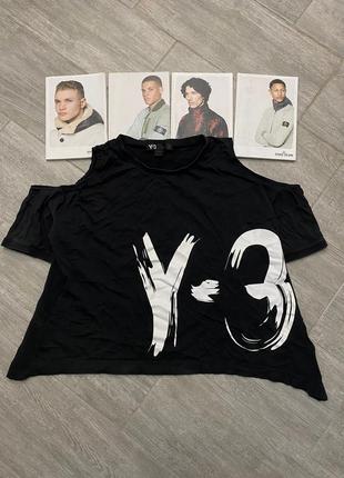 Дизайнерская футболка y-3 yohji yamamoto cut out shoulder asymmetric tee1 фото